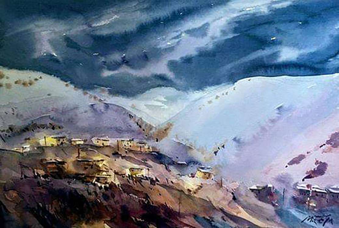 Mehmet Emin KAYSERİLİ_Akşamın Doğusu_Suluboya_2019